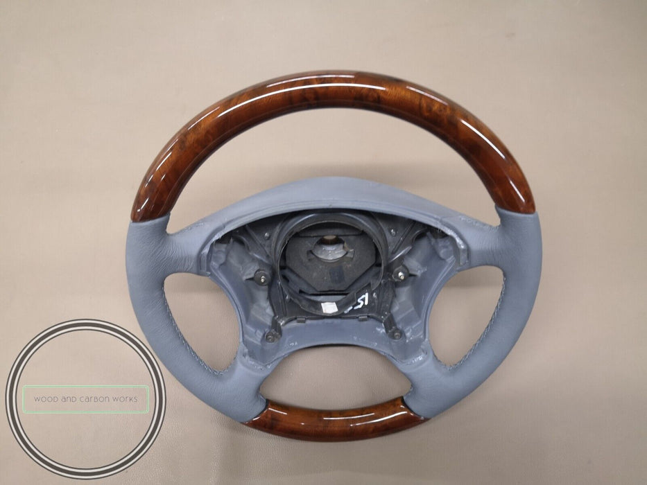 Mercedes W209 CLK Wood Steering Wheel Light wood Gray leather w211 facelift