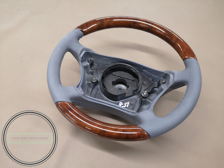 Mercedes W209 CLK Wood Steering Wheel Light wood Gray leather w211 facelift