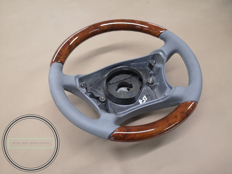 Mercedes W209 CLK Wood Steering Wheel Light wood Gray leather w211 facelift