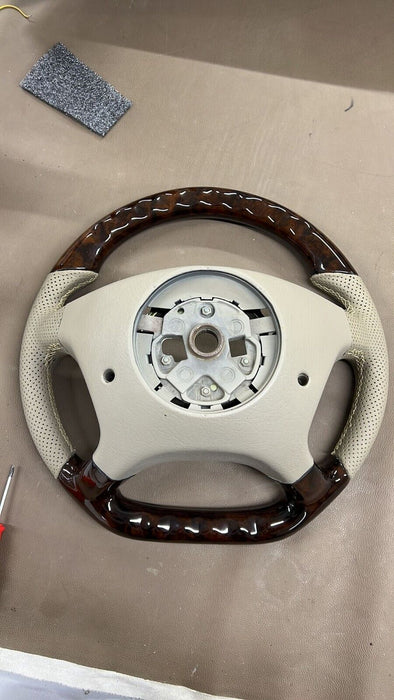 Mercedes W140 R129 Steering Wheel Wood AMG Look Burled Walnut BEIGE