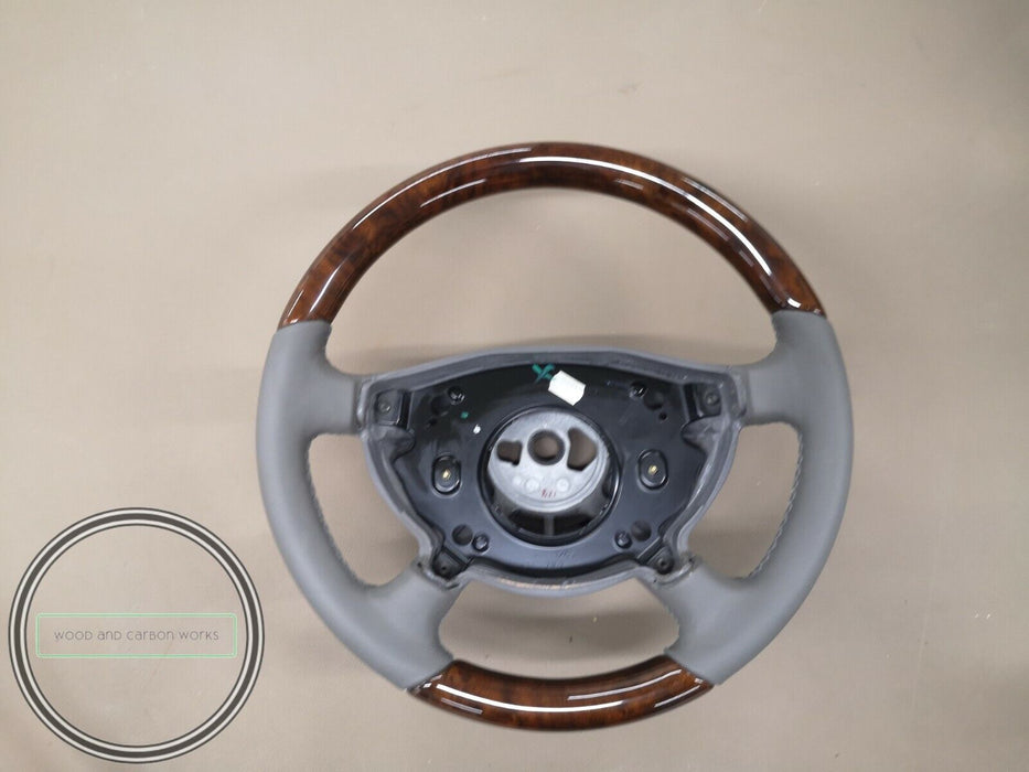 Mercedes W209 w211 CLK Wood Steering Wheel Burlwood Gray leather