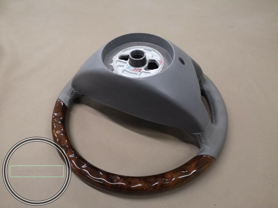 Mercedes W209 w211 CLK Wood Steering Wheel Burlwood Gray leather