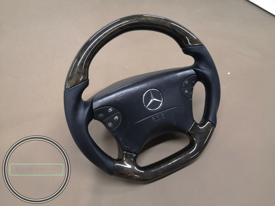 Mercedes W208 Avantgarde Wood Steering Wheel W210 Bird Eye Black Leather