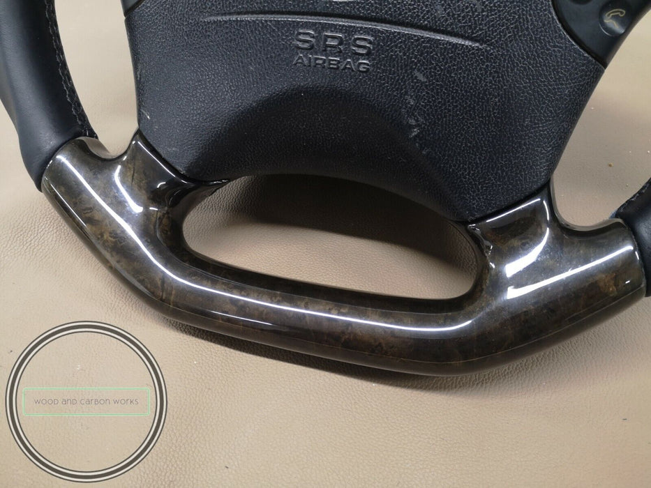 Mercedes W208 Avantgarde Wood Steering Wheel W210 Bird Eye Black Leather