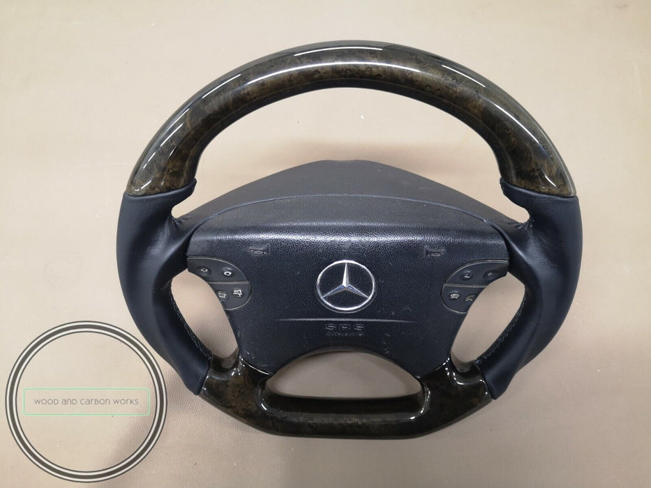 Mercedes W208 Avantgarde Wood Steering Wheel W210 Bird Eye Black Leather
