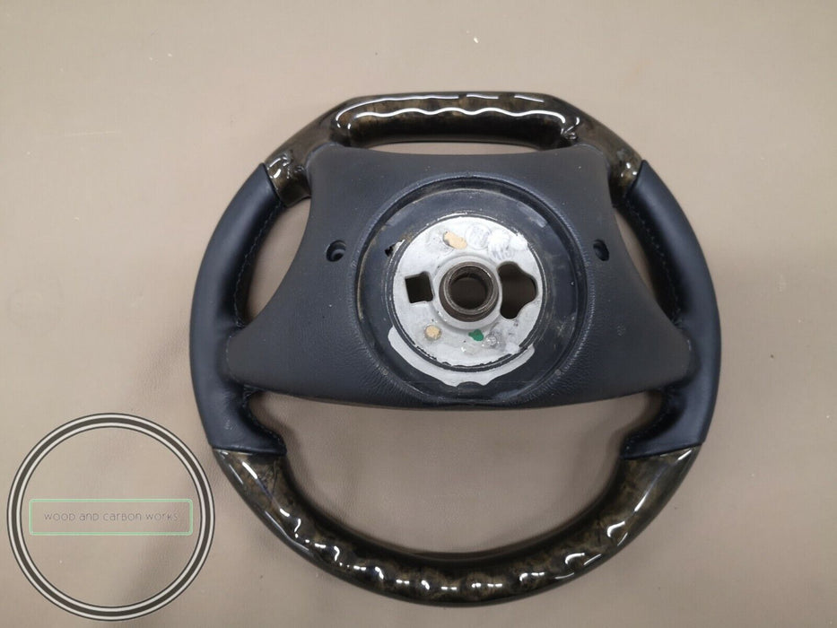 Mercedes W208 Avantgarde Wood Steering Wheel W210 Bird Eye Black Leather
